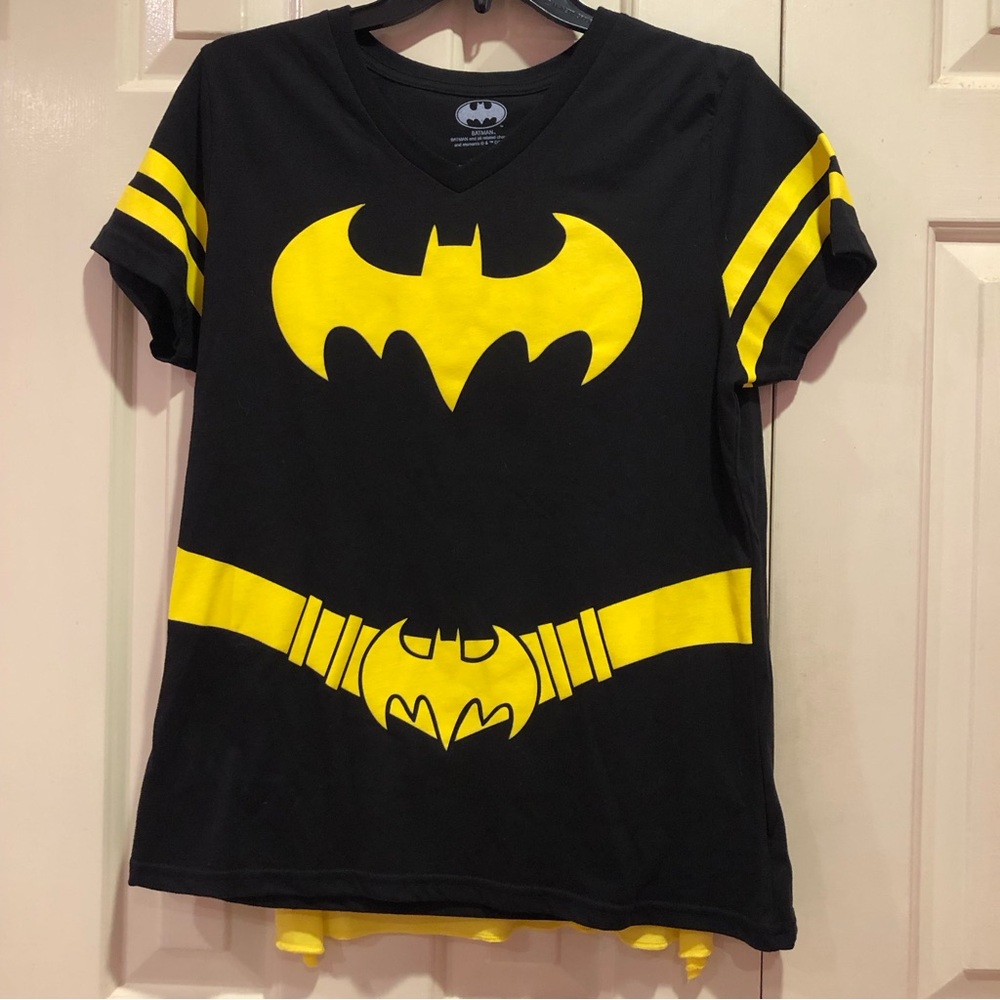 Batgirl Costume V-neck T-Shirt with detachable cape Juniors 2XL
